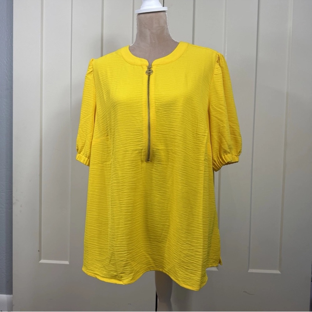 Michael Kors Yellow Blouse with Zipper Detail
